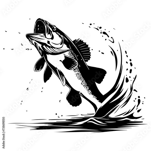 large bass fish in the mount jumping from the water