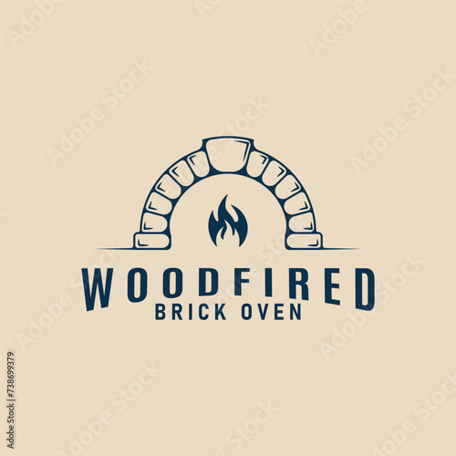 firewood brick oven logo minimalist design template, vector illustration design