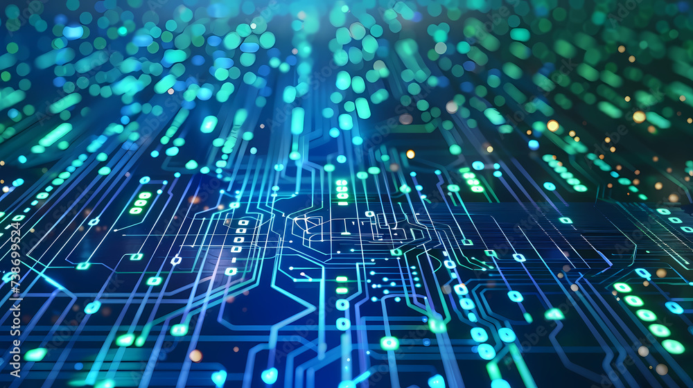 Abstract Circuit Board Technology Design Background With Glowing Elements Abstract Circuit Board Technology Design Background With Glowing Elements