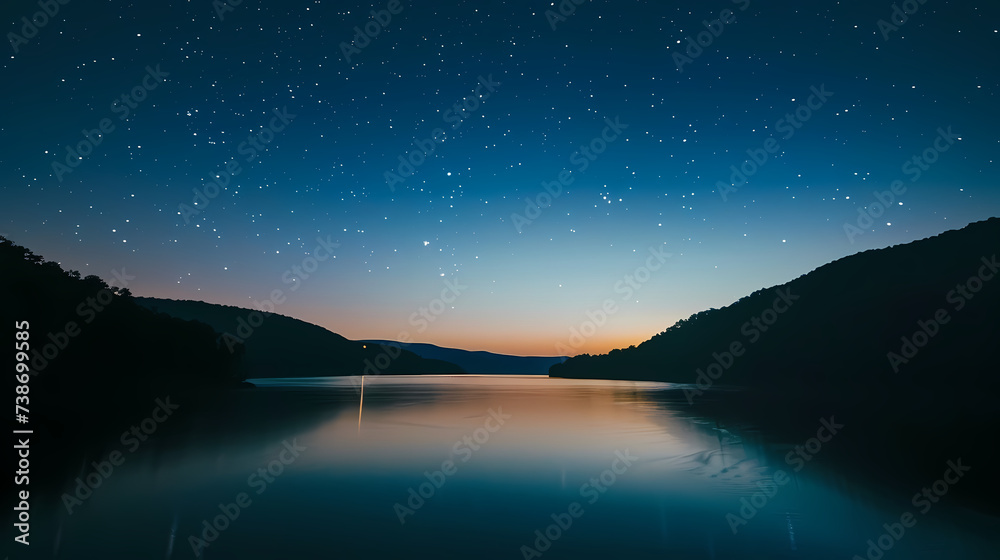 Starry Night Over Serene Mountain Lake