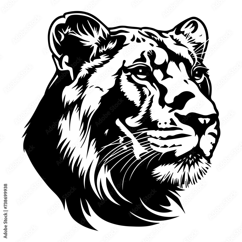 lioness simple illustration. big cat. vector. a lion. wild animal.