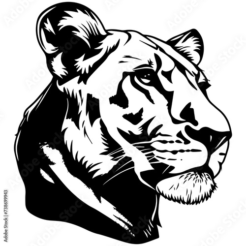 lioness simple illustration. big cat. vector. a lion. wild animal.