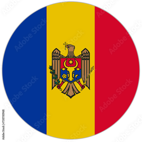 moldova flag round shape isolated on white photo