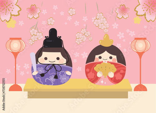 ３月 ひな祭り 桃の節句 桜 お雛さまのイラスト 