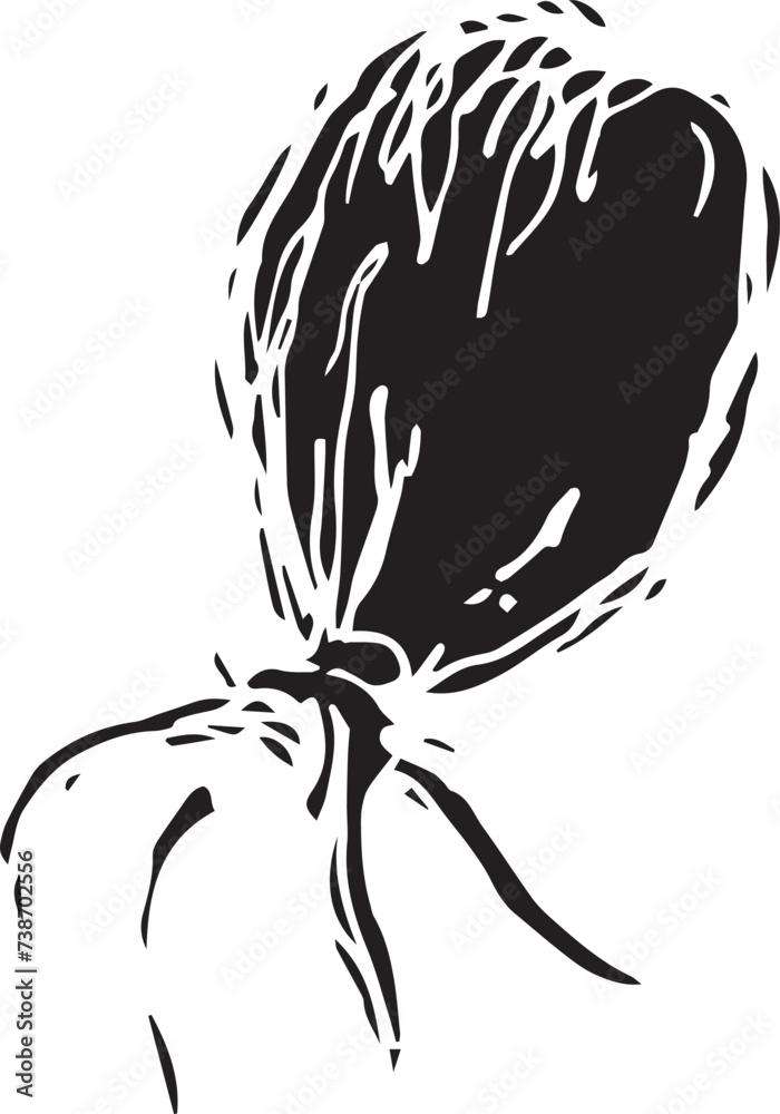 Fototapeta premium Hand drawn black rosehip. Vintage rosehip, great design for any purposes.