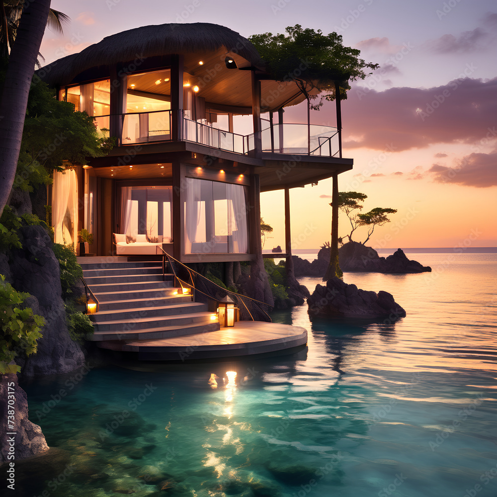 Fototapeta premium Enjoy your honeymoon and vacation in a fantasy world.