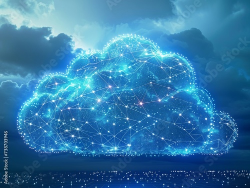 Blue Cloud With Network of Stars
