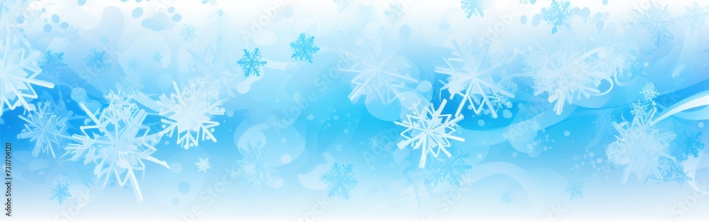 A background featuring a mix of blue and white colors adorned with intricate snowflakes, creating a wintery atmosphere. Banner. A background featuring a mix of blue and white colors adorned with intricate snowflakes, creating a wintery atmosphere. Banner.