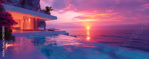 modern seaside architecture with infinity pool