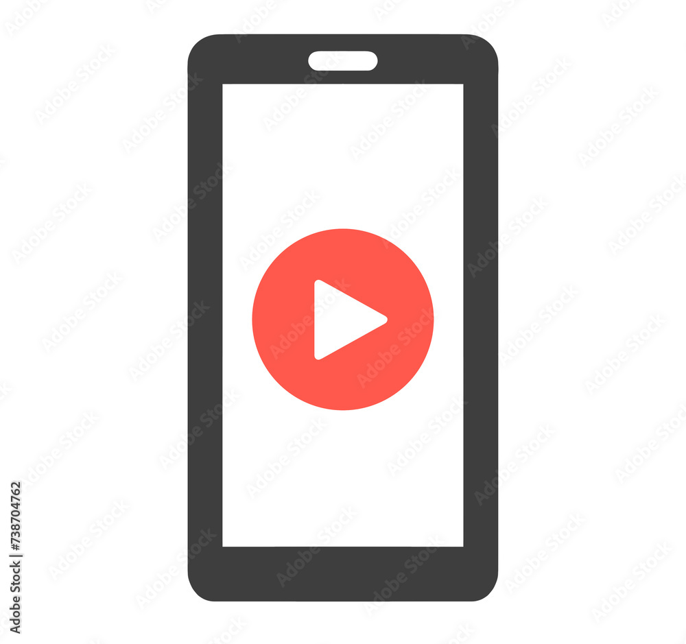 黒と赤色|再生マークのスマートフォン 黒と赤色|再生マークのスマートフォン