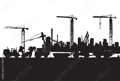 Illustration Tractor plowing a area for construction