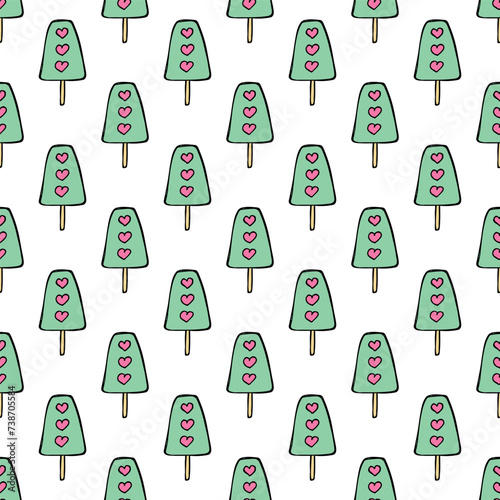 Seamless pattern with ice cream doodle for decorative print  wrapping paper  greeting cards  wallpaper and fabric