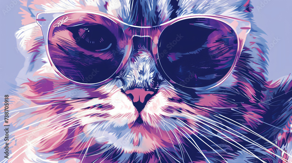 Stylish cat posing in sunglasses.