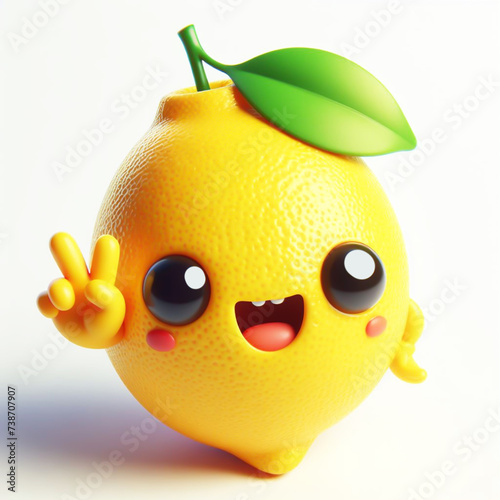 3D funny cartoon of a lemon. Agriculture and healthy food. AI generated