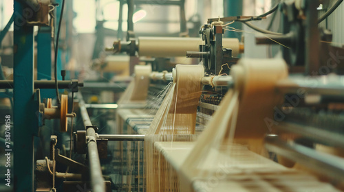 Textile factory weaving weaving a fabric.
