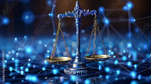 Scale representing law and justice against dark backdrop