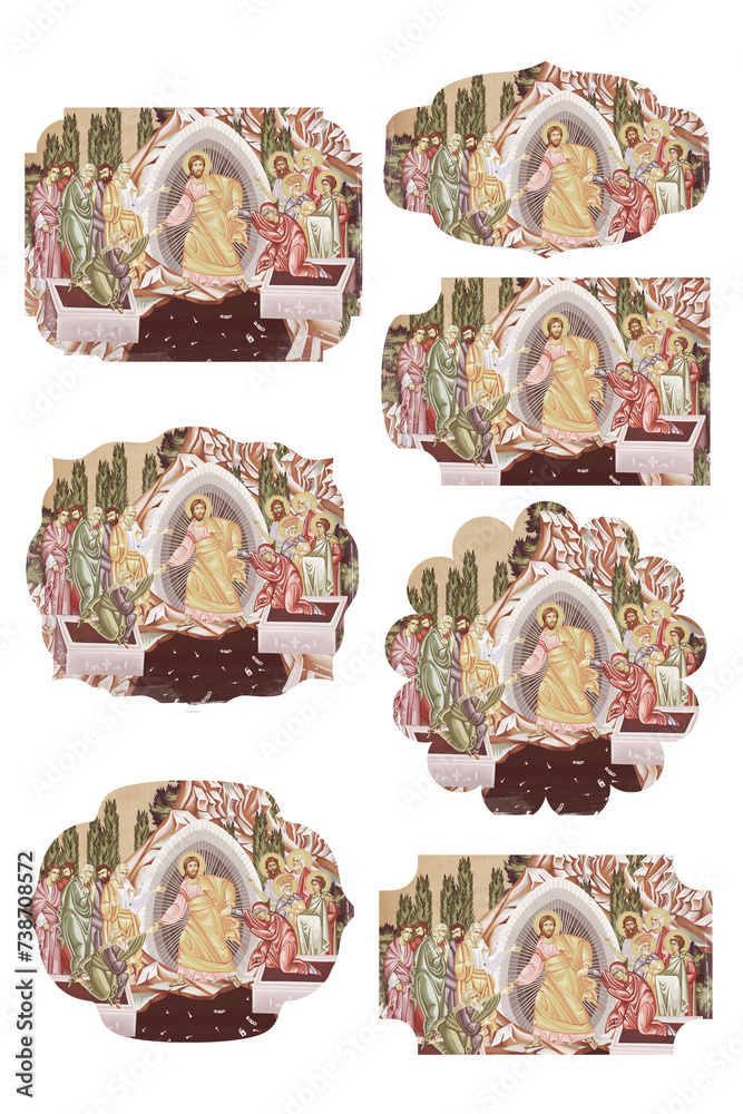 Resurrection of Jesus. Anastasis. Easter religious gift tags in ...