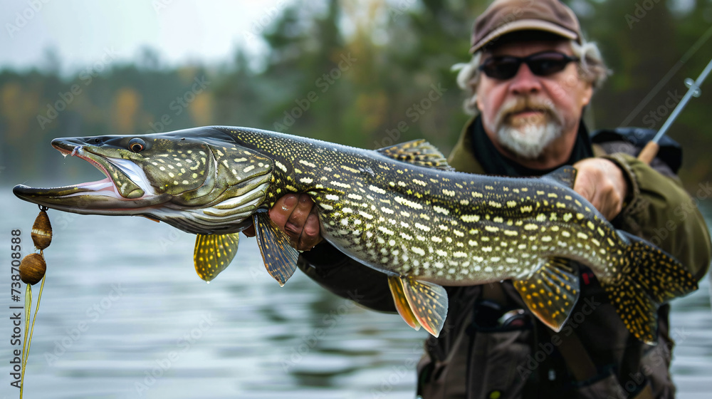 Pike and angler.
