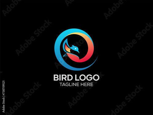 Letter C Flying Bird Logo Template Vector Sign. Dove Bird Logo on Letter C Concept photo