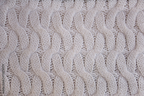 White knitted background and texture with copy space