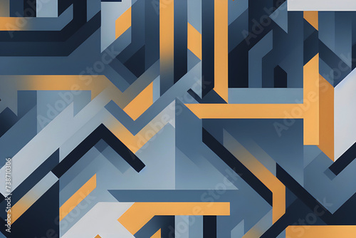 Blue, grey and yellow abstract geometric design patterns. Luxury lines background - Vector illustration