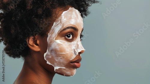 Young Woman with Facial Mask Looking Thoughtfully