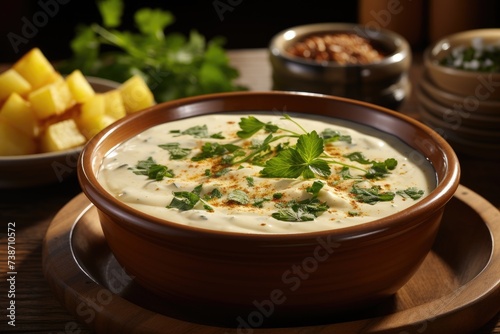 a bowl potato chowder soup professional advertising food photography