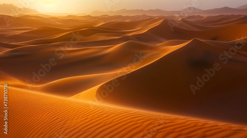 Majestic Sand Dunes in Desert at Sunrise