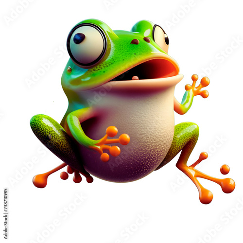 Green frog jumping illustration
