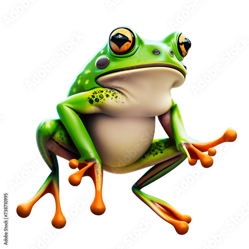 Green frog jumping illustration