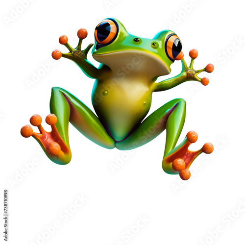 Green frog jumping illustration