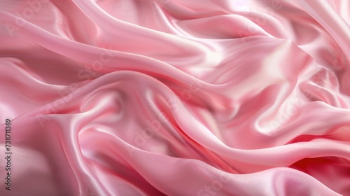 Silky Pink Satin Texture: Luxurious Fabric Background with Elegant Waves