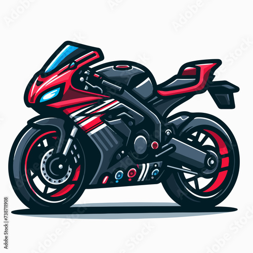 cool sport racing motorcycle cartoon icon illustration 