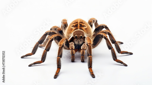 Isolated front view of a Hamorii tarantula on a white background