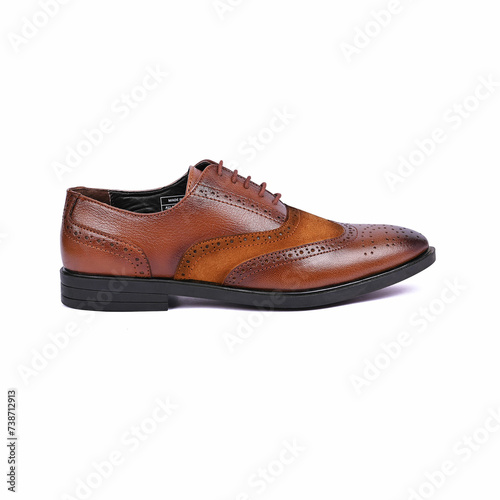 men's classic leather handmade shoes on a white isolated background