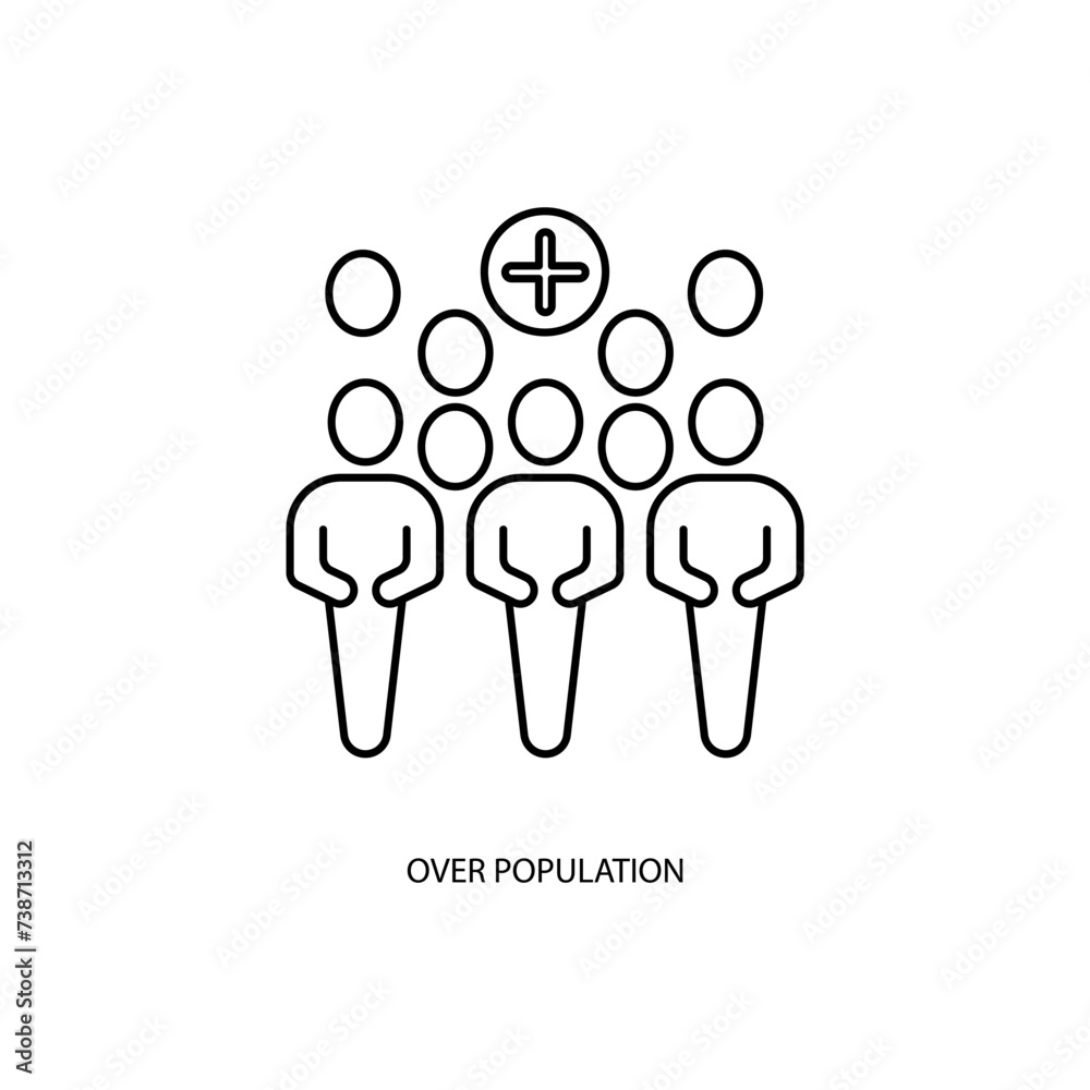 over population concept line icon. Simple element illustration. over populationconcept outline symbol design.