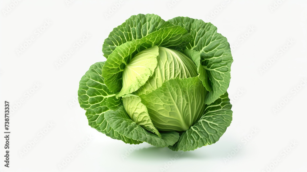 An isolated plot of cabbage on a background of pure white An isolated plot of cabbage on a background of pure white