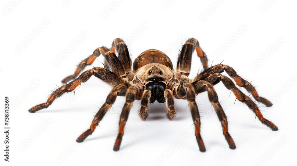 On a background of pure white, an isolated Poecilotheria regalis tarantula On a background of pure white, an isolated Poecilotheria regalis tarantula