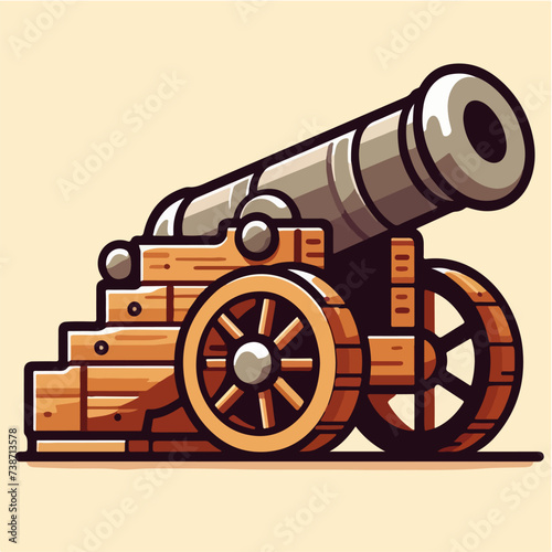 battle cannon cartoon icon illustration