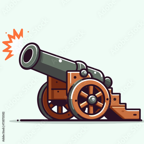 war cannon cartoon icon illustration