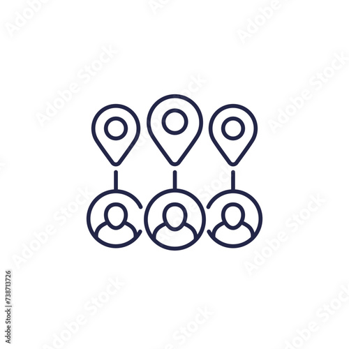 relocation, relocate employee line icon