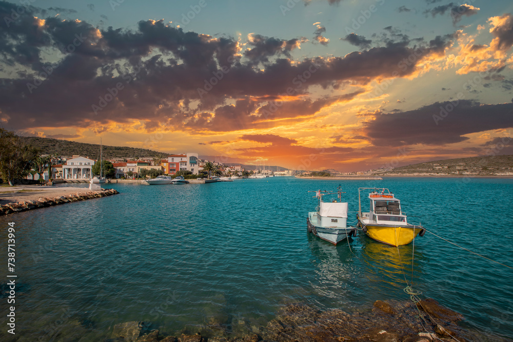 Fototapeta premium Turkey - Izmir -Çeşme District; Sunset at Alaçatı beach.