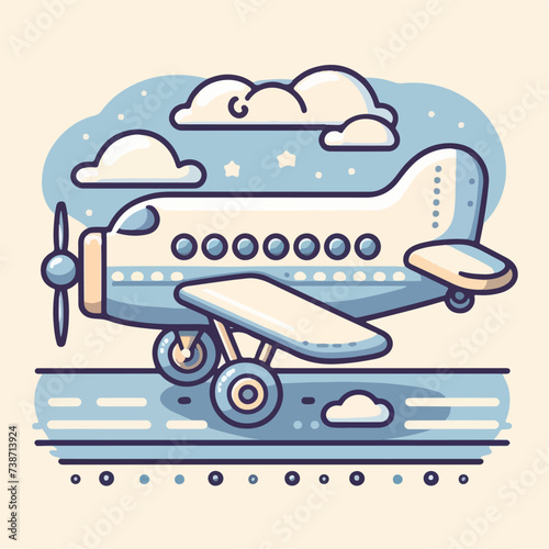 cargo plane takes off cartoon icon illustration