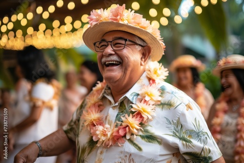 lgbtq friends party and dance happily in garden park home, old man cheers at free summer celebration