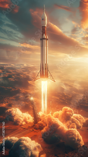 Heavy rocket taking off from the Mars photo
