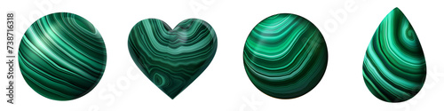 Dark Green Malachite Gemstone clipart collection, vector, icons isolated on transparent background