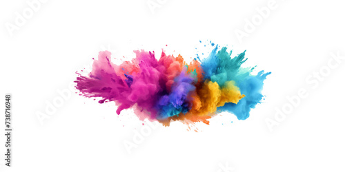 colorful vibrant rainbow Holi paint color powder explosion with bright colors isolated white background.	