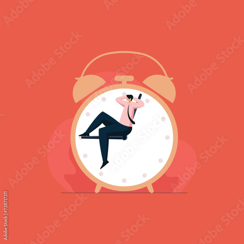 Lazy person or Relaxing man, Office person doing nothing or completing project task before time