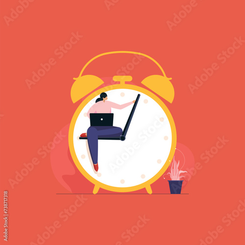 Time management and working on project deadline, office life, job hours, flexible working hours, work life balance concept