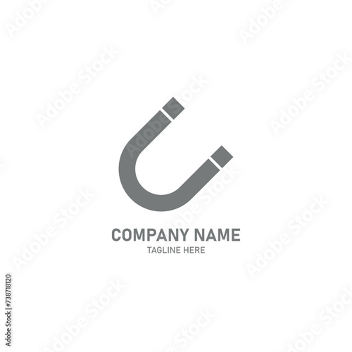 U magnet icon logo. Science logo. Vector illustration isolated on white background.